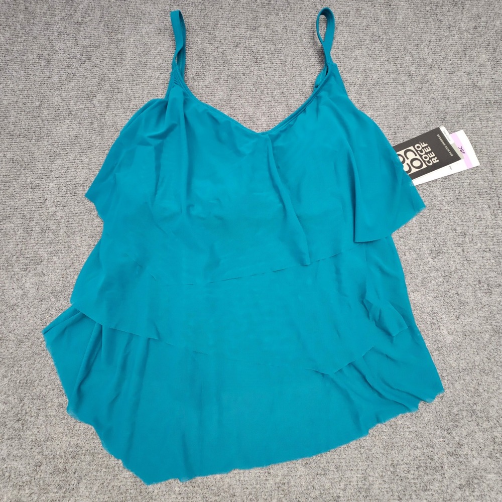 Coco Reef Tankini Top Womens 38C Teal Ruffle Underwire Swimwear U95523 New